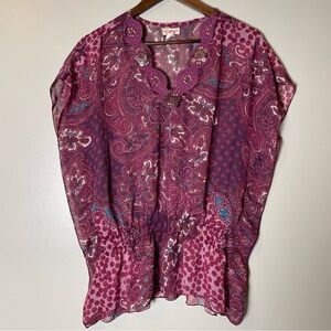 Sugar Tart Paisley Pink Women's Top size medium Y2K